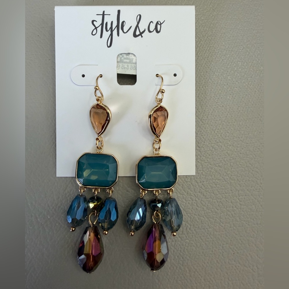 Style & Co. Gold and Blue Dangle Earrings
